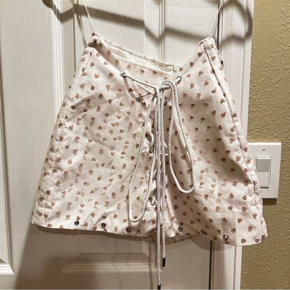 Heart Patterned Light Pink Skirt